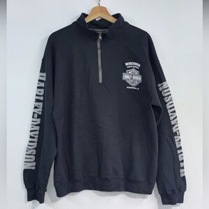 Vintage Harley-Davidson skull and eagle pattern half-zip sweatshirt men's size L